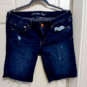 American Eagle Stretch Mid Length Ripped Shorts Size 12
